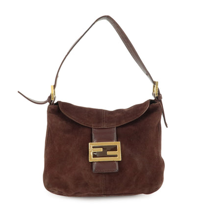 FENDI Suede Leather Shoulder Bag Hand Bag Brown 26426