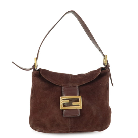FENDI Suede Leather Shoulder Bag Hand Bag Brown 26426
