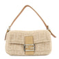 FENDI Mamma Baguette Zucca Wool Leather Shoulder Bag Beige 26424