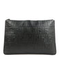FENDI Zucca Leather Clutch Bag Hand Bag Black 7N0078