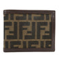 FENDI Zucca Canvas Leather Bifold Wallet Brown Black 31011