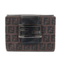 FENDI Zucca Canvas Leather Double Hook Wallet Brown Black 8M0035