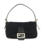 FENDI Mamma Baguette Cashmere Leather Shoulder Bag Black 26424