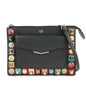 FENDI Leather Toujours Multi-Studs Shoulder Bag Black 8M0369