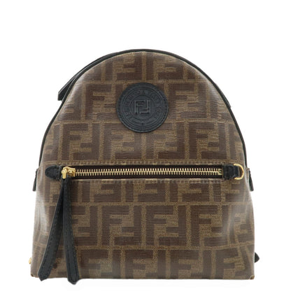 FENDI Zucca Print PVC Leather Chain Backpack Brown 8BZ038