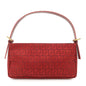 FENDI Zucchino Canvas Leather Shoulder Bag Purse Red 8BR042