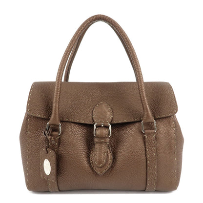 FENDI Selleria Leather Linda Hand Bag Brown 8BR547