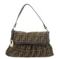 FENDI Zucca Canvas Leather Shoulder Bag Beige Brown 8BR445