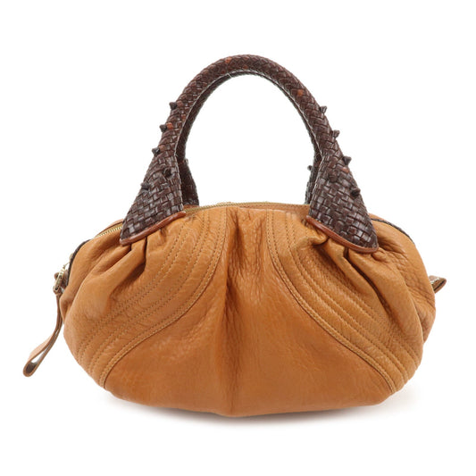 FENDI Leather Mini Spy Bag Hand Bag Brown Dark Brown 8BL078