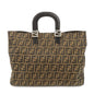 FENDI Zucca Canvas Leather Tote Bag Brown Black 26329