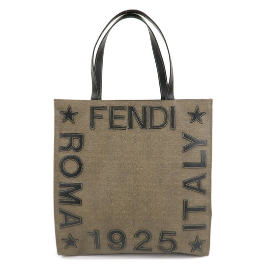 FENDI PVC Leather Tote Bag Hand Bag Shoulder Bag Brown Black