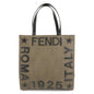 FENDI PVC Leather Tote Bag Hand Bag Shoulder Bag Brown Black
