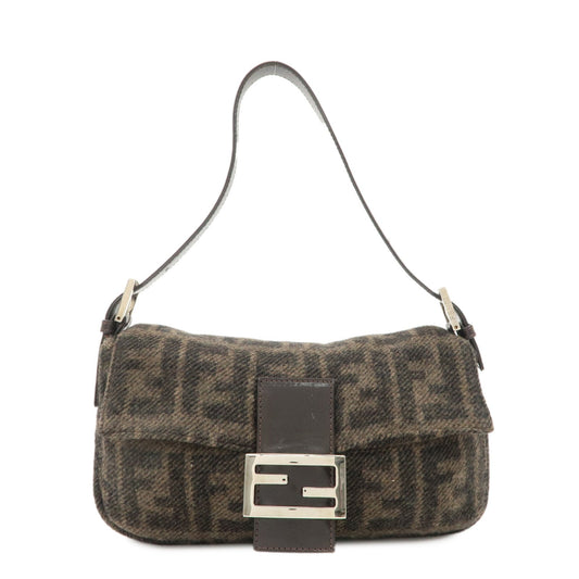 FENDI Mamma Buguette Zucca Wool Leather Shoulder Bag 26424