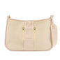 FENDI Logo Canvas Leather Shoulder Bag Beige Pink 8BT084