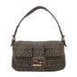 FENDI Mamma Baguette Canvas Shoulder Bag Brown Black 26424