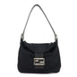 FENDI Mamma Baguette Nylon Jersey Leather Shoulder Bag Black