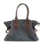 FENDI Ethnico Denim Leather Shoulder Bag Blue Brown 8BN157