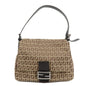 FENDI Zucchino Canvas Leather Mamma Bucket Shoulder Bag 8BR001