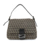 FENDI Mamma Baguette Zucchino Canvas Leather Shoulder Bag 8BR001