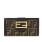 FENDI Zucca Canvas Leather Long Bi-fold Wallet Brown 8M0032