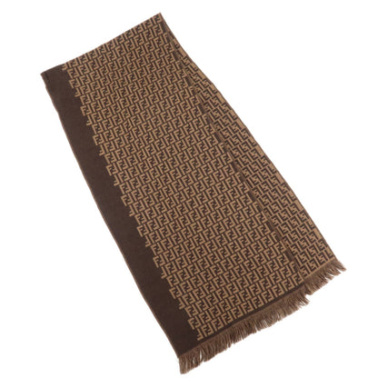 FENDI Zucchino Wool 100% Scarf Brown Black