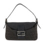 FENDI Mamma Baguette Zucchino Canvas Leather Shoulder Bag 8BR003