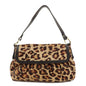 FENDI Unborn Calf Leather Shoulder Bag Beige Brown 8BR353