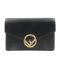 FENDI F is FENDI Leather Chain Wallet Clutch Bag Black 8BS006