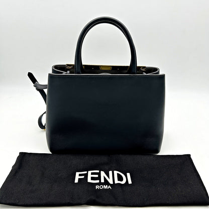 Fendi Black Saffiano Leather Petite Sac 2jours Elite Tote Bag LA15790