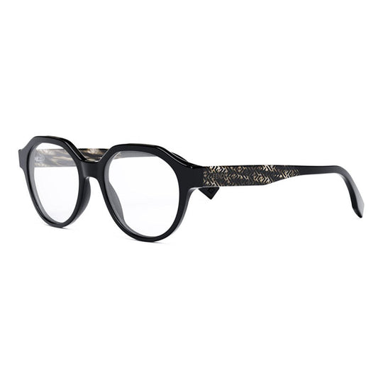 Fendi Eyeglasses Oval Full Rim, Black Frame and Clear Demo Lenses Lens FE50049I001