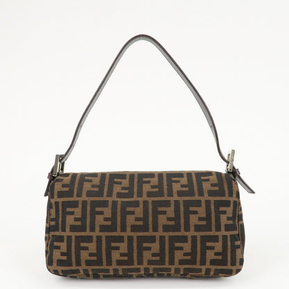 FENDI Mamma Baguette Zucca Canvas Shoulder Bag Brown Black 26424
