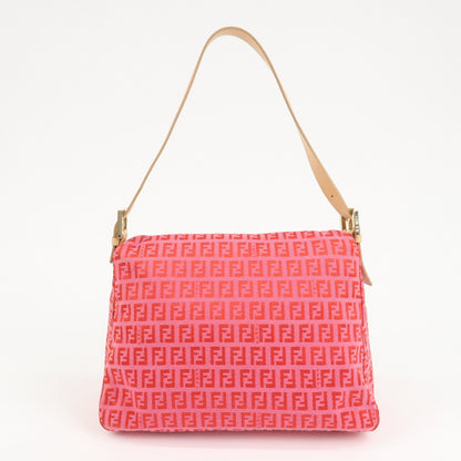 FENDI Mamma Baguette Zucchino Canvas Leather Shoulder Bag 8BR001