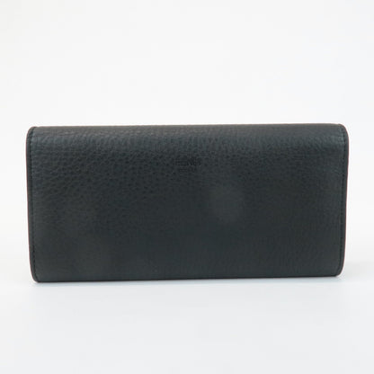 FENDI Leather Peekaboo Bi-fold Long Wallet Black 8M0427