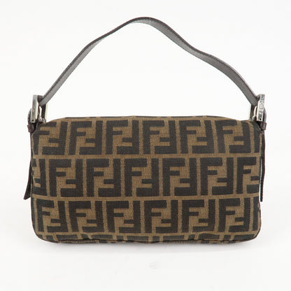 FENDI Mamma Baguette Zucca Canvas Shoulder Bag Brown Black 26424