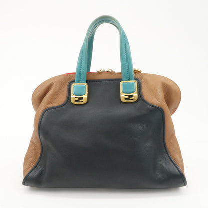 FENDI Cameleon Leather 2WAY Bag Black Brown Blue Red 8BL110