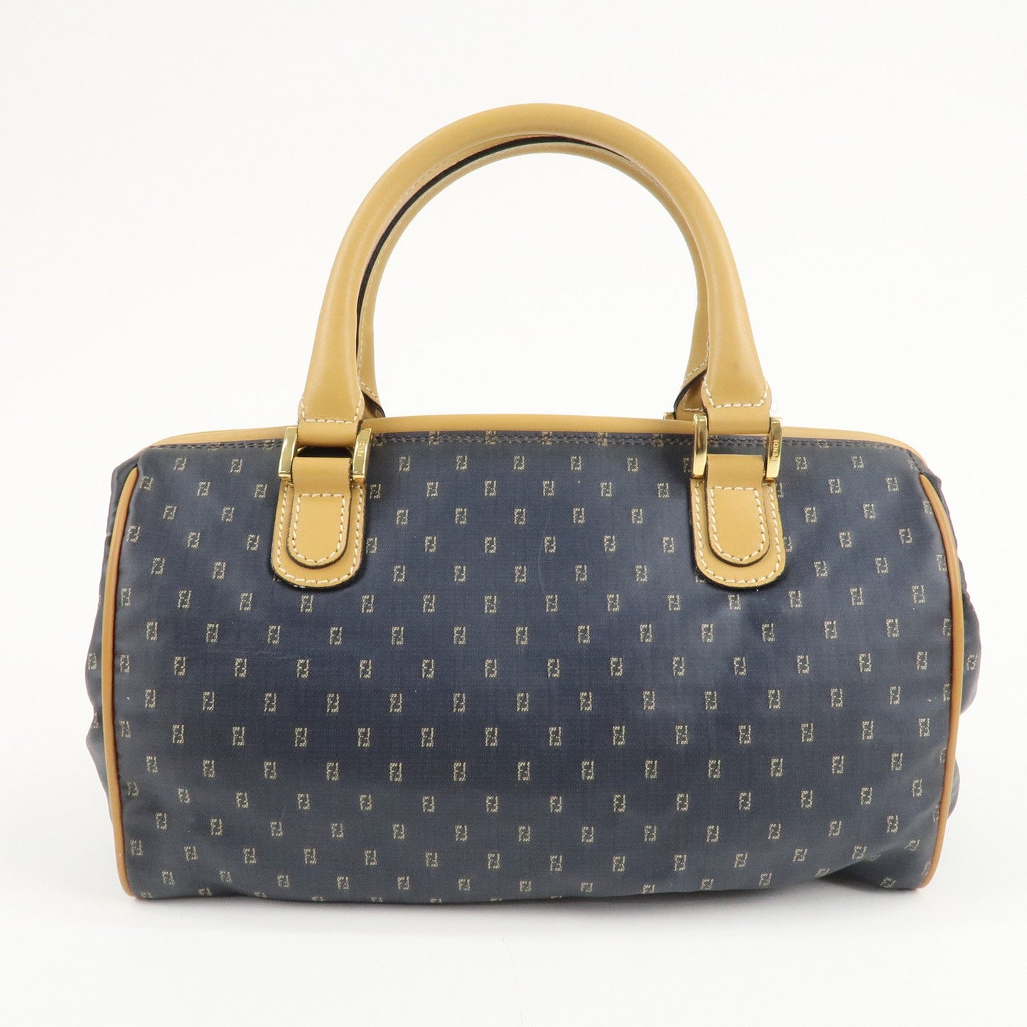 FENDI PVC Leather 2Way Bag Hand Bag Navy Brown