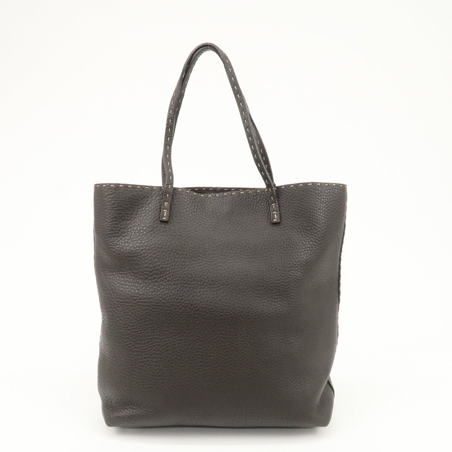 FENDI Selleria Leather Tote Bag Shoulder Bag Dark Brown 8BH101