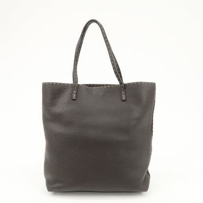 FENDI Selleria Leather Tote Bag Shoulder Bag Dark Brown 8BH101