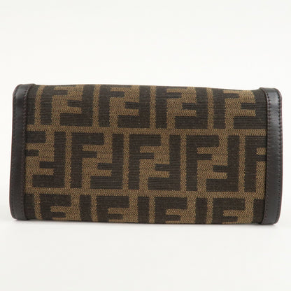 FENDI Zucca Canvas Leather Long Wallet Brown 8M0000