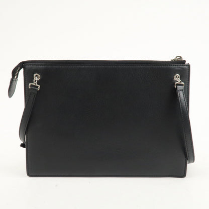 FENDI Leather Toujours Multi-Studs Shoulder Bag Black 8M0369