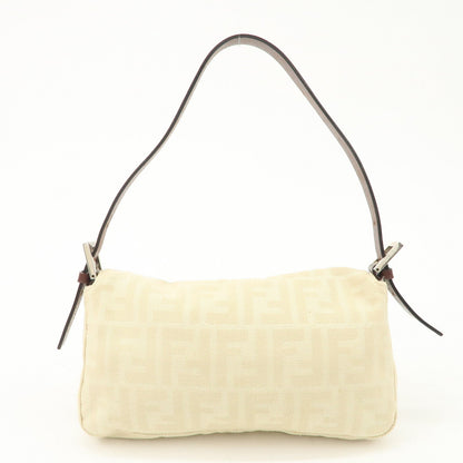 FENDI Zucca Mamma Baguette Canvas Shoulder Bag Beige White 26424