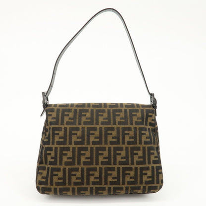 FENDI Mamma Baguette Zucca Canvas Leather Shoulder Bag 8BR001