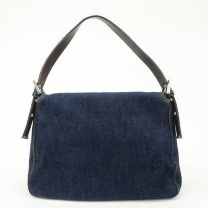 FENDI Denim Leather Mamma Baguette Shoulder Bag 26325