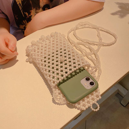Tassel pearl mobile phone bag