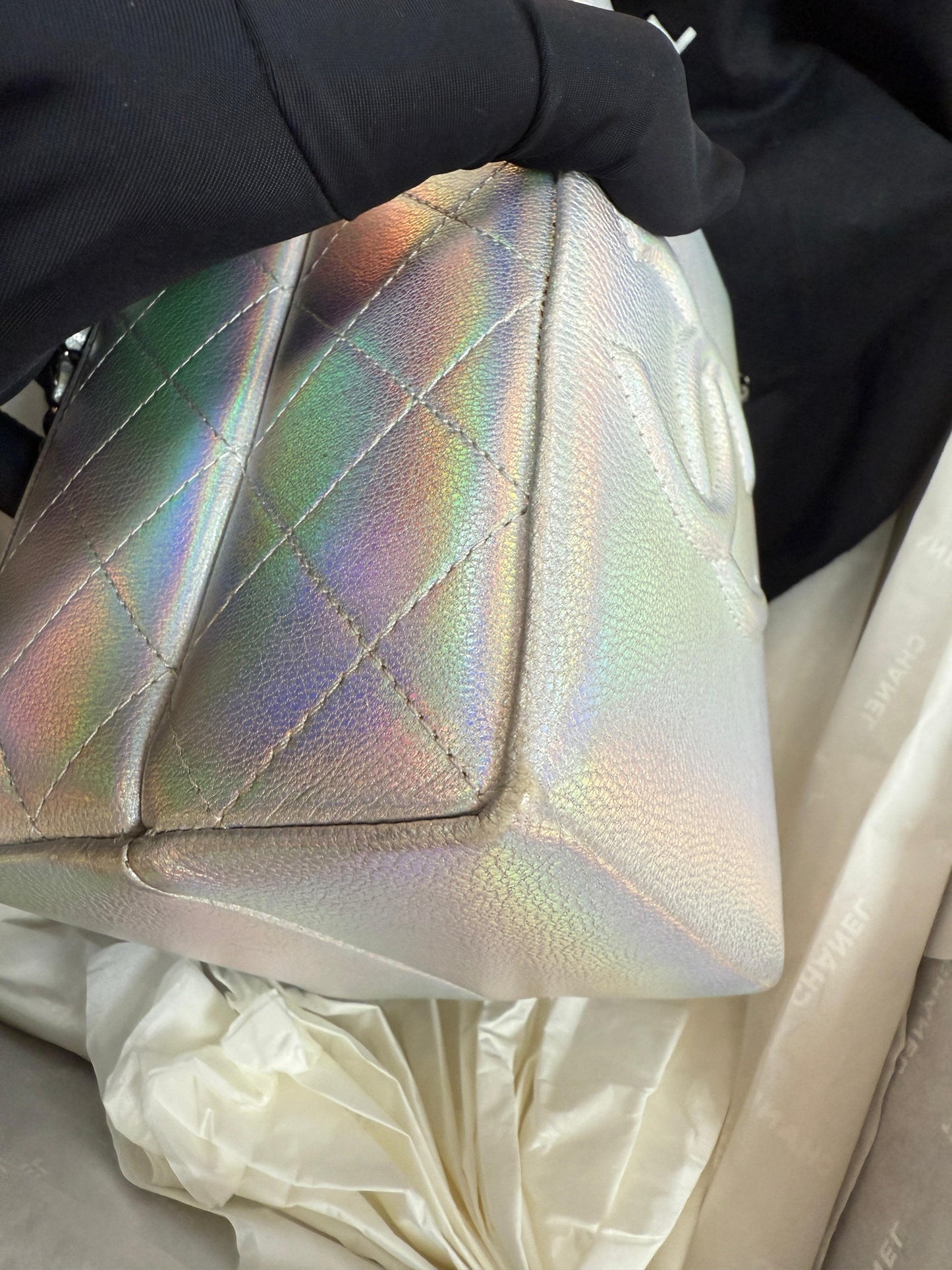 Chanel Iridescent Silver Lait De Coco Milk Carton Bag
