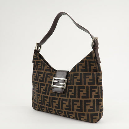 FENDI Zucca Canvas Leather Shoulder Bag Brown 26569
