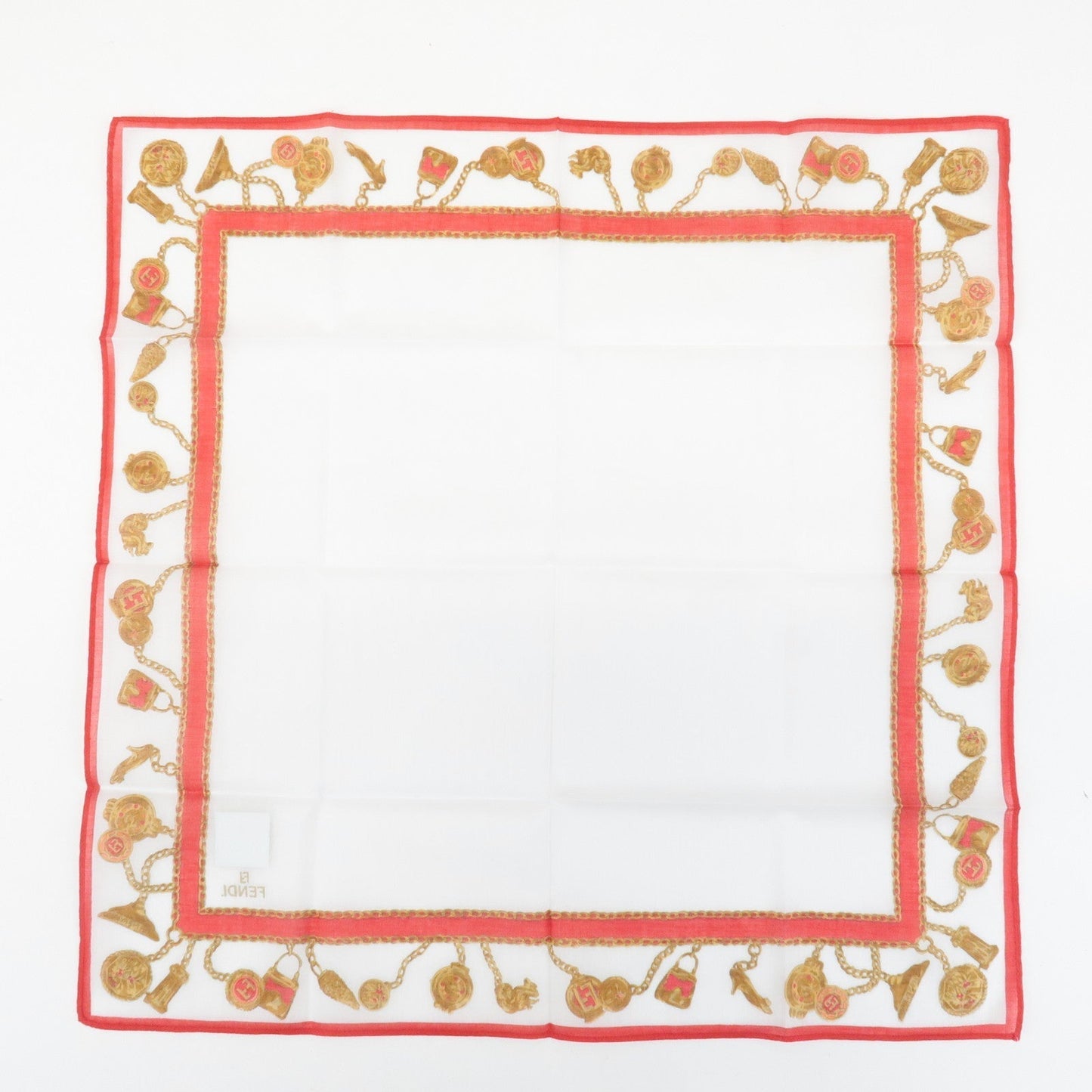 FENDI Set of 5 Cotton 100% Handkerchief Pink Navy Red White