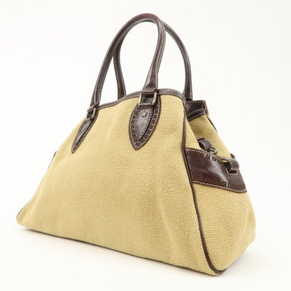 FENDI Ethnico Zucca Canvas Leather Shoulder Bag Beige Brown 8BN162