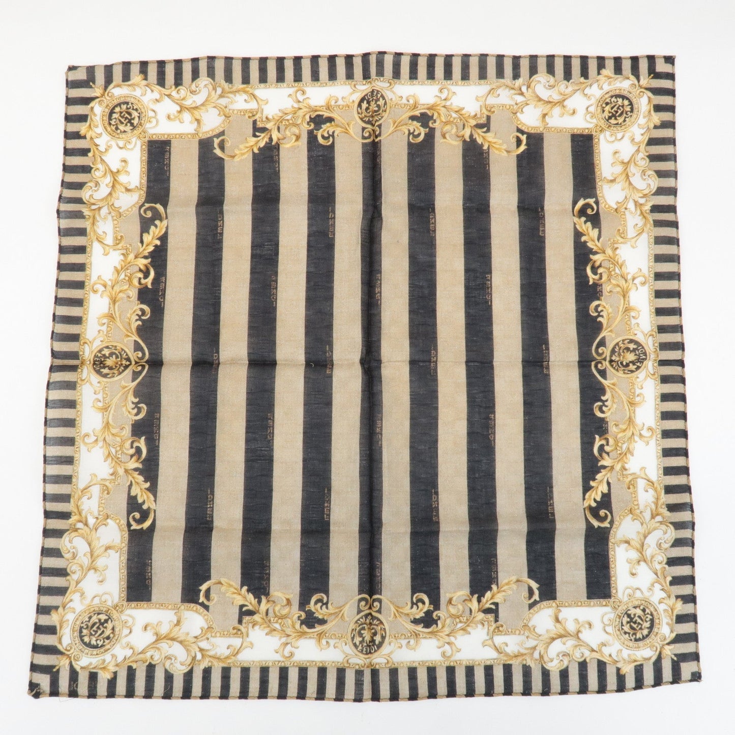FENDI Set of 5 Cotton 100% Handkerchief Bordeaux Gray White Brown