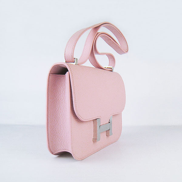 Luxury Hermes Constance Cowskin Leather Bag Pink Silver